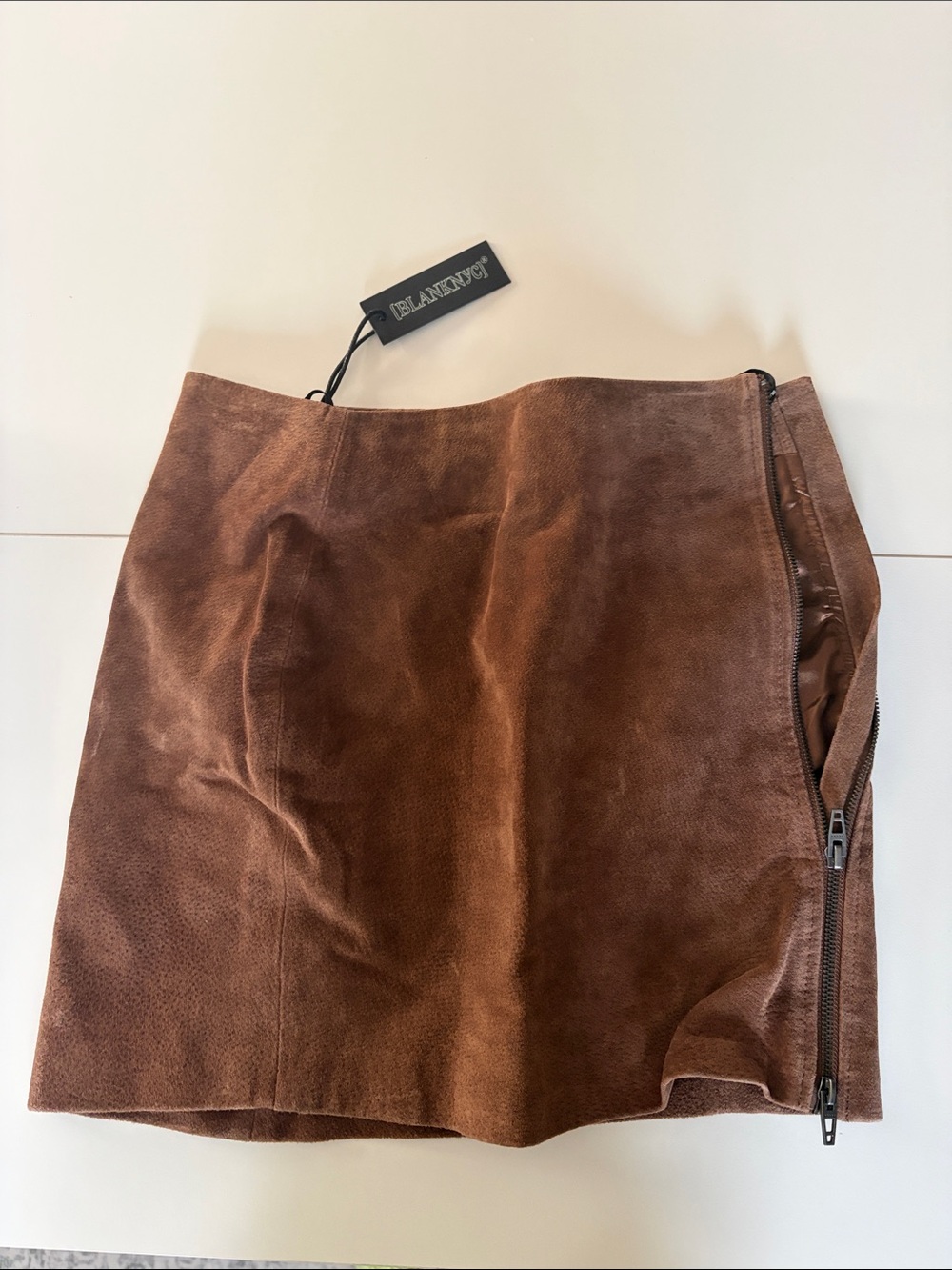 NWT Blank NYC Chocolate Brown Suede Mini Skirt Size 26